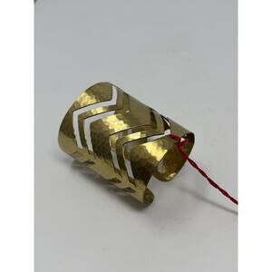 Artist Handcrafted Mela Artisans Antique Gold Cuff Bracelet Boho India Handmade